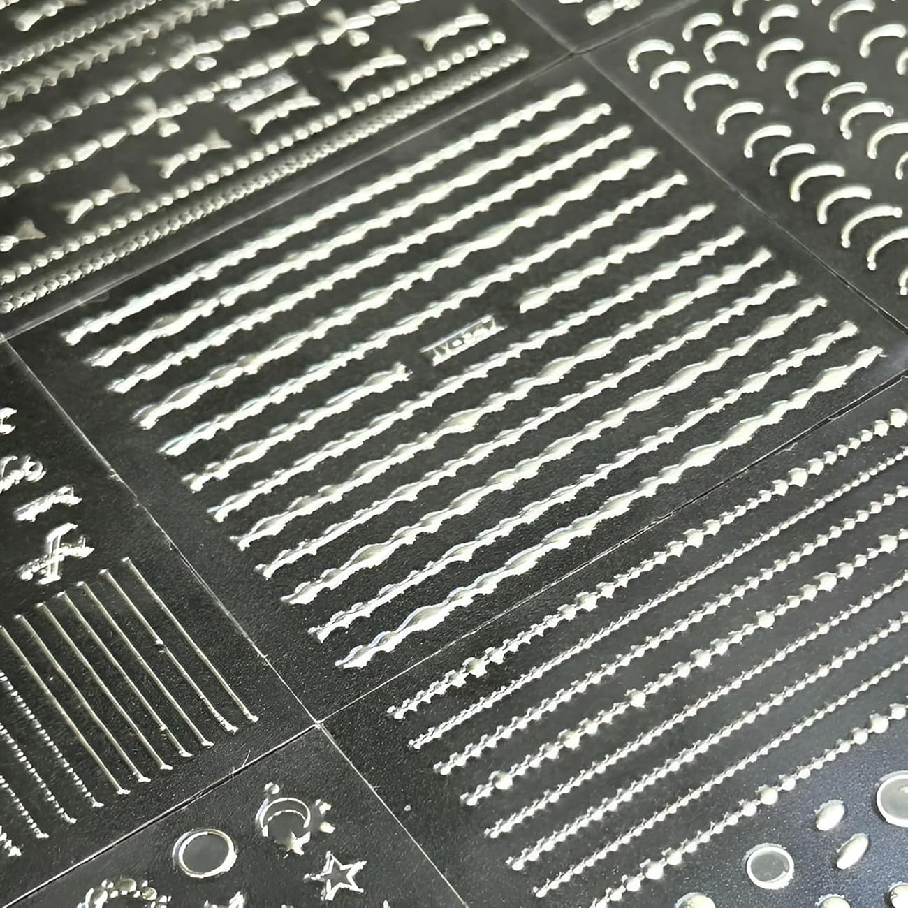 30 Sheets Silver Nail Art Stickers 3D Self-Adhesive Line Nail Decals Silver Star Nail Stickers Moon Heart Nail Supplies Nail Art Design for DIY Acrylic Nails Decoration Accessories for Women