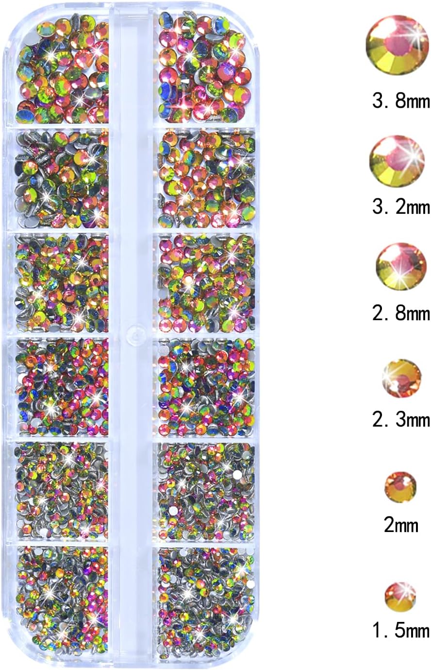Nail Rhinestones - 3D Multi Shape Size, Flat Back, Crystals Manicure Rhinestones Charms, Colorful Red Nail Gems, with Kit, for Nail Art, Bedazzling Acrylic Nails, DIY Decor