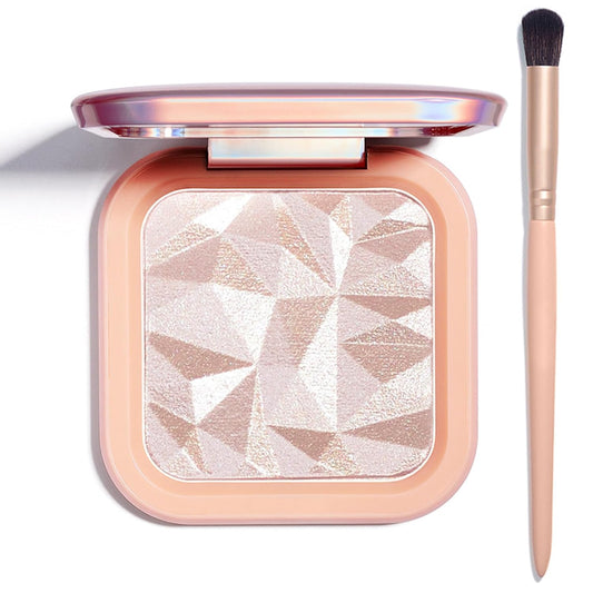 Highlighter Makeup Palette Shimmer Contour Palette Powder for Brighten Face Contour Gold Cheek Highlight Makeup, Long Lasting Highlighter Powder with Mirror for Illuminator Makeup (NUDE PINK)
