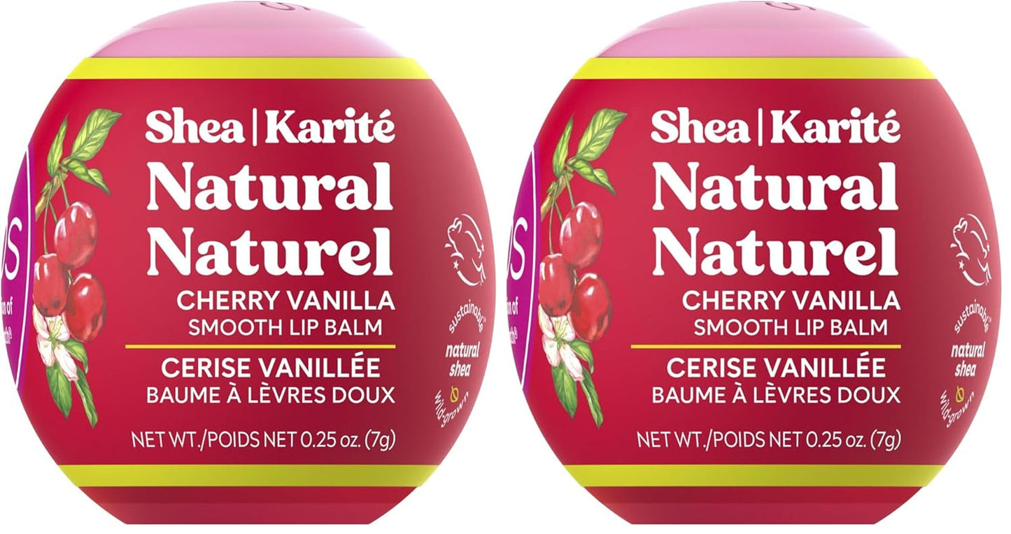 eos Natural Shea Lip Balm- Cherry Vanilla, All-Day Moisture, Made for Sensitive Skin, Shea Lip Care Products, 0.25 oz (Pack of 2)