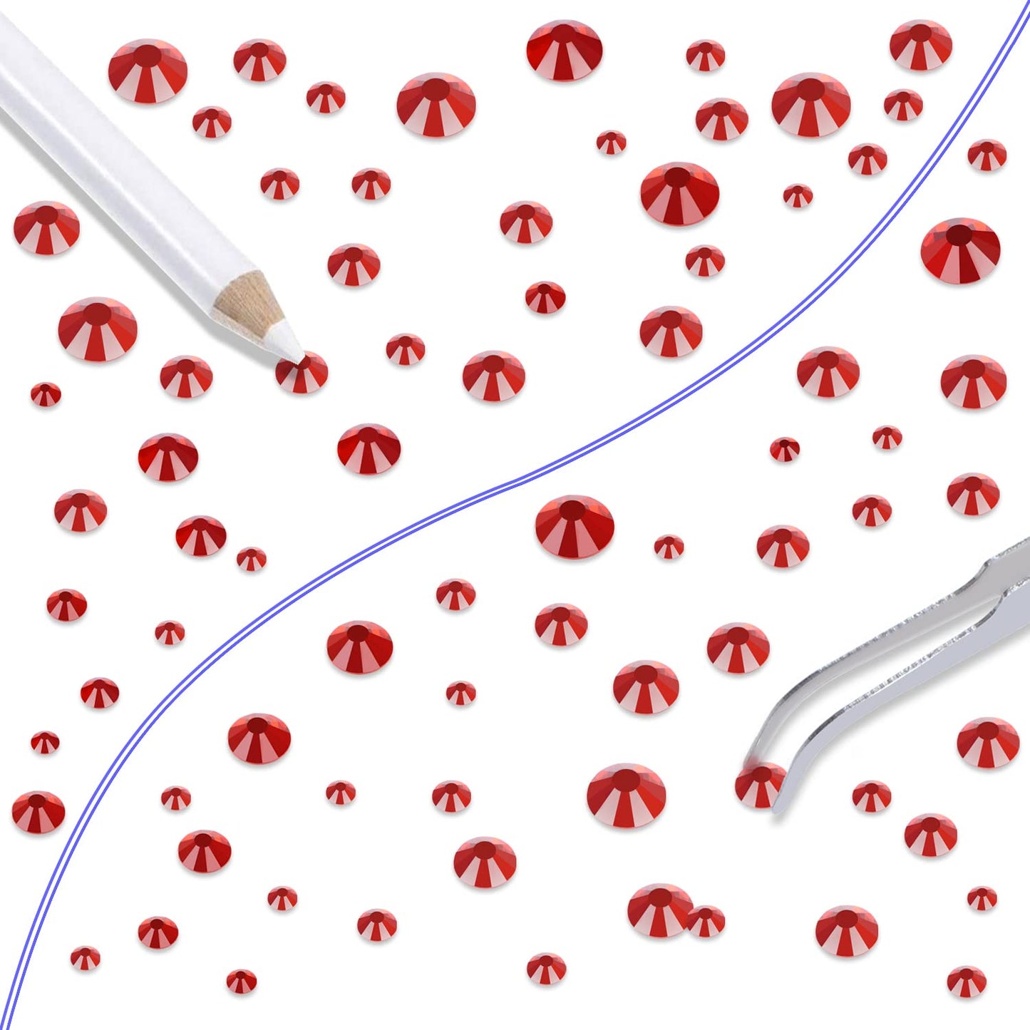 LPBeads 6000 Pieces Siam Non Hotfix Rhinestones 6 Sizes Round Crystal Glass Flat Back Rhinestones with Tweezers and Picking Pen for Nail Art Crafts Clothes Bags DIY