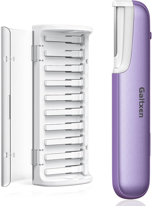 Dermaplaning Tool for Women - Facial Exfoliation & Peach Fuzz Hair Removal with Rechargeable Sonic Edge Technology, 10 Refill Blades