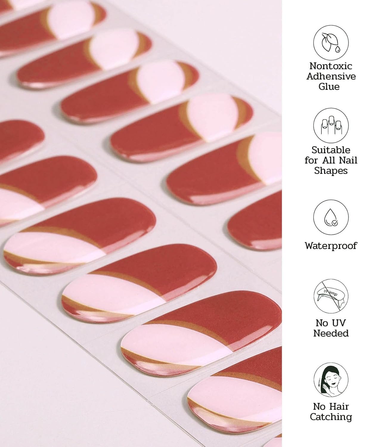 Nail Polish Strips - 22 Pcs Salon Quality Gel Nail Stickers - Long Lasting Wraps (Gummy Watermelon Ring Red)