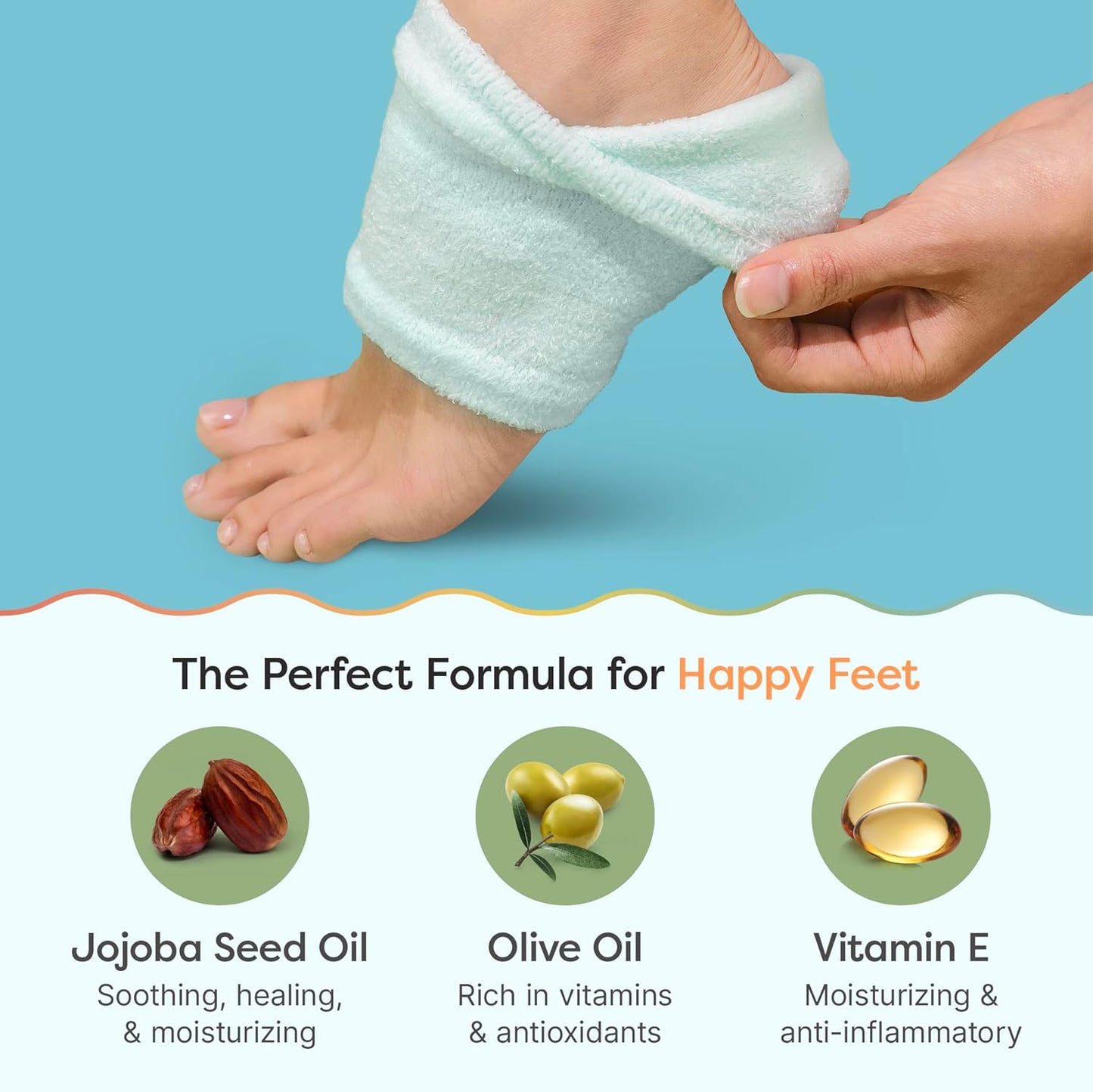 ZenToes Moisturizing Socks for Cracked Heel Treatment - Vitamin E, Olive Oil and Jojoba Oil Infused Heel Socks to Soften and Hydrate (Fuzzy Mint Green, Regular)