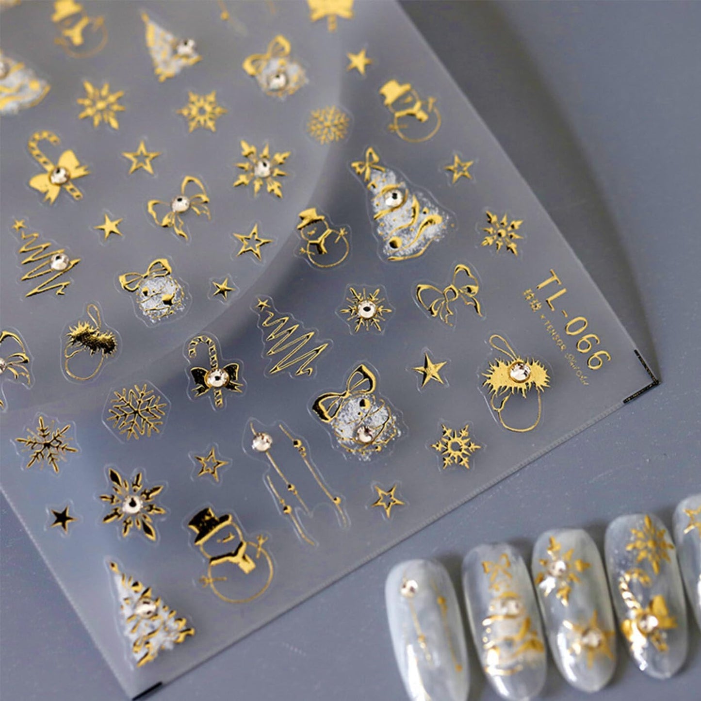 Christmas Nail Stickers for Nail Art Glitter Gold Christmas Tree Snowflower Nail Art Stickers Winter Xmas 5D Embossed Nail Decals 3D Self-Adhesive Nails Supply Manicure Sliders for Nails Decoration
