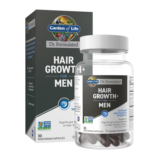 Garden of Life Dr. Formulated Hair Growth for Men with Clinically Studied Extracts and Saw Palmetto for Men to Support Men’s Hair Growth, 30 Count Vegetarian Capsules