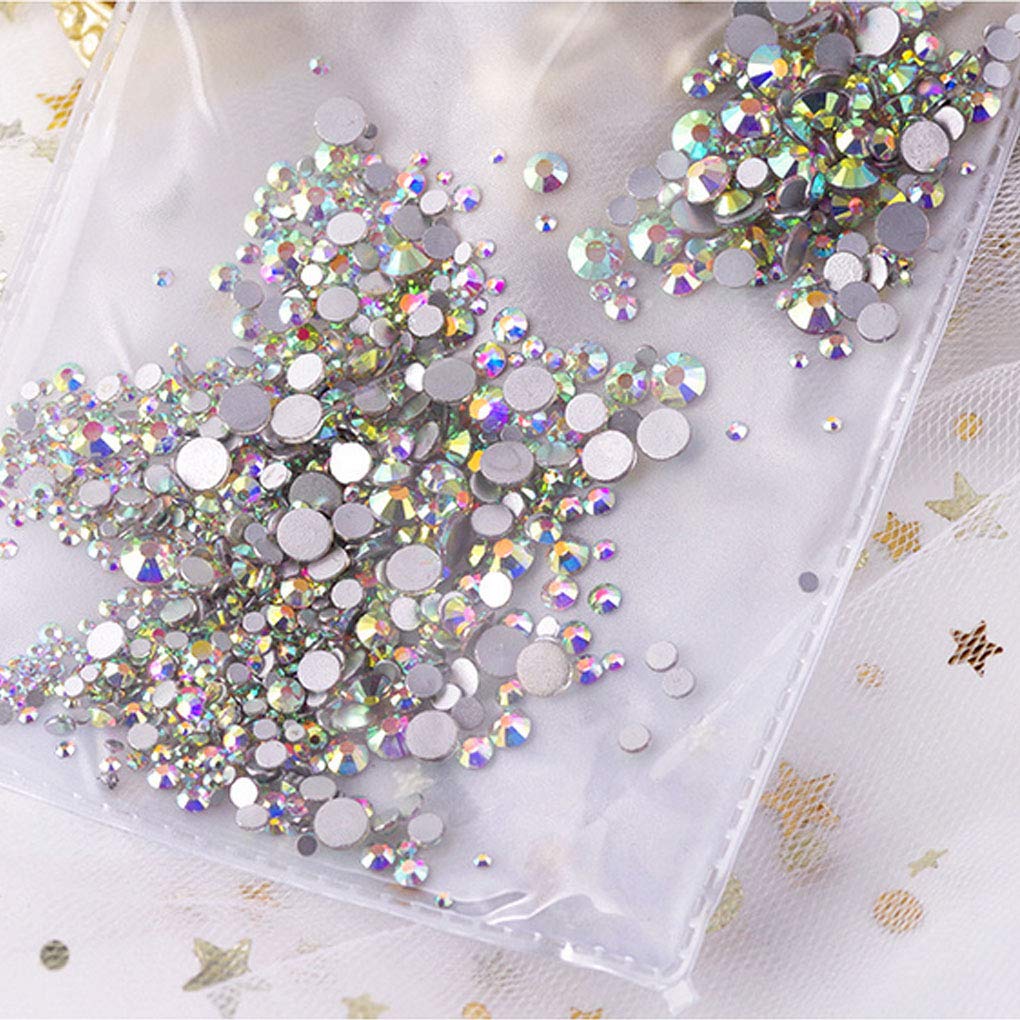 Rhinestones flat back gems round DIY decorative Nail Face and apparel accessories ss3-20 mix size(4320pcs crystal AB)
