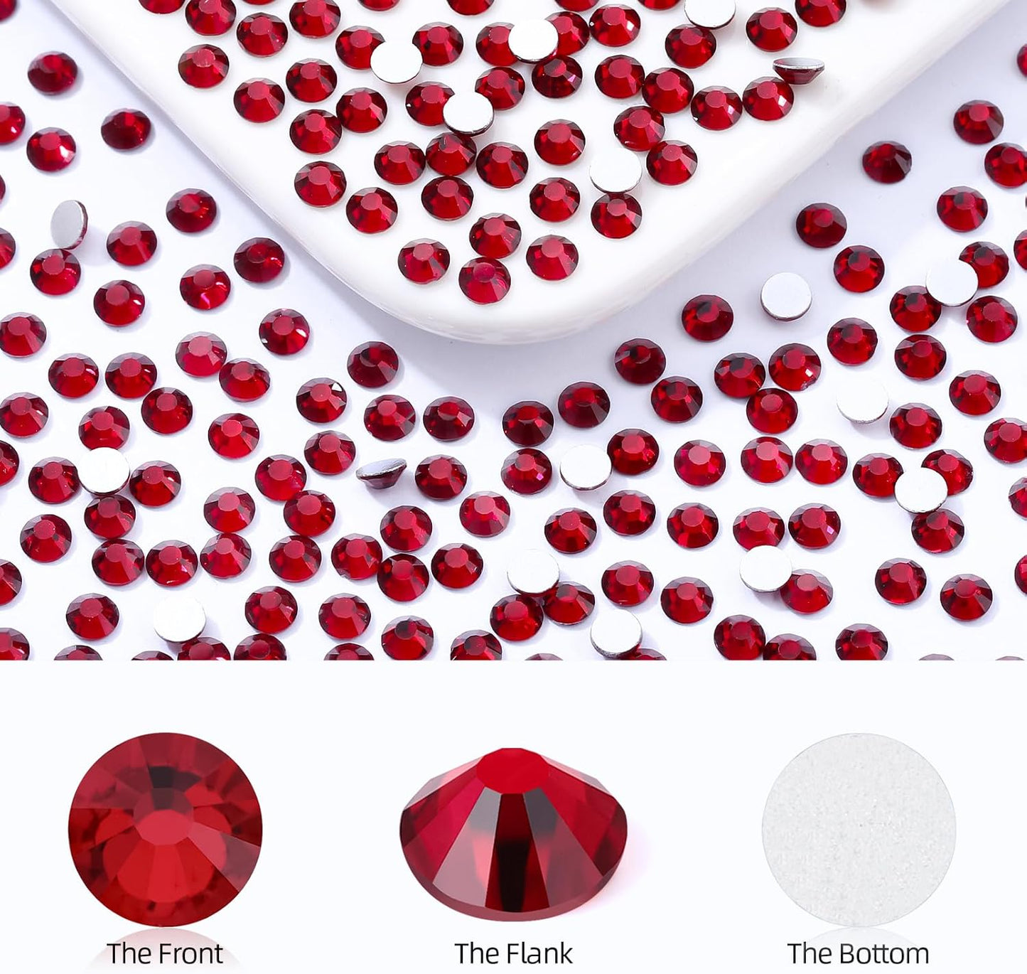 Siam Flatback Rhinestones, Glass Rhinestones for Nail Art and Craft, Glue Fix, Loose Crystal Gemstones(Siam, SS20, 2880pcs, 4.6-4.8mm)