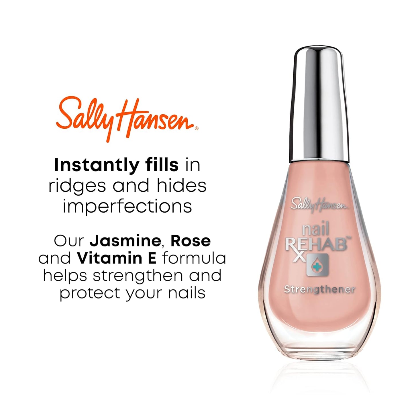 Sally Hansen Treatment Nail Rehab 41054, Nail Strengthener, Nail Hardener 0.33 Oz, Nail Growth Serum, Nail Strengthening Polish, Protection for Damaged Nails, Visibly Healthy Nails, Protect Nails