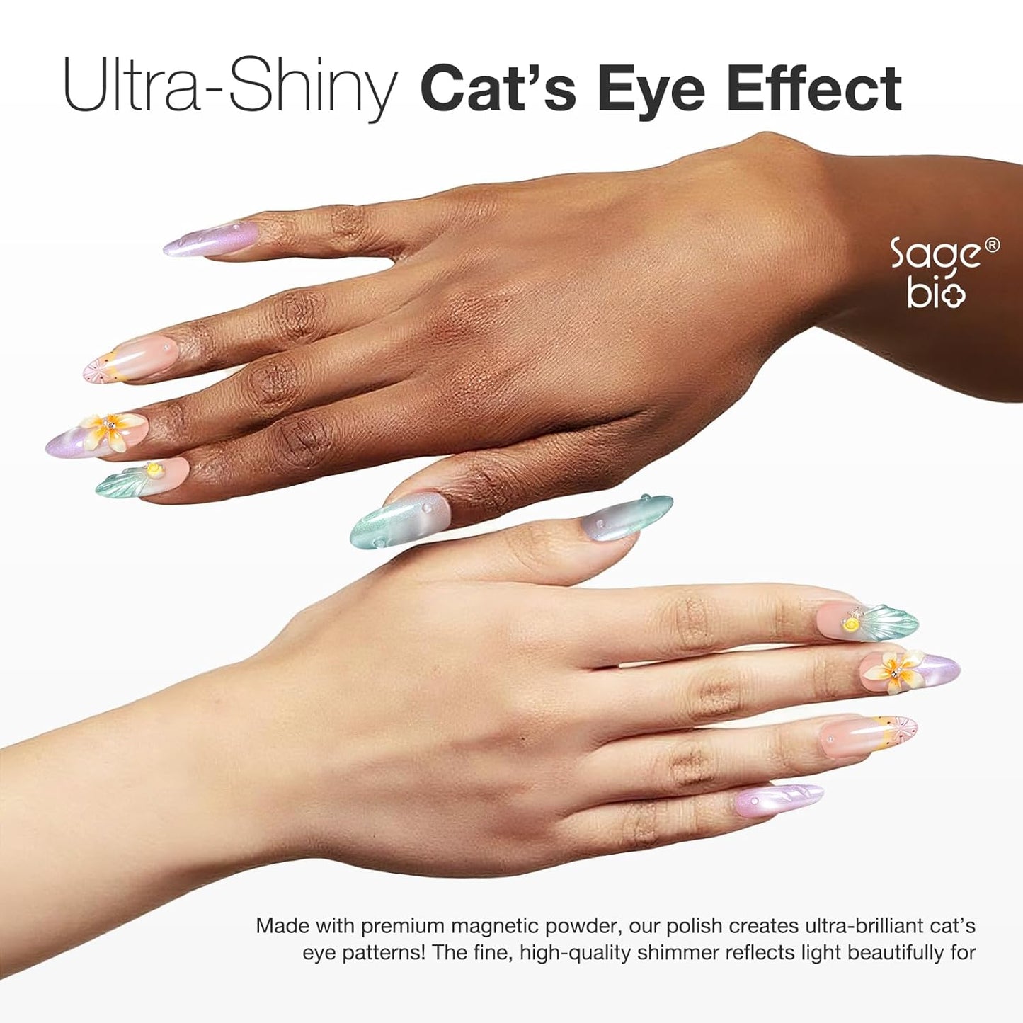 15ml Cat Eye Gel Nail Polish with Magnet Shimmer Glass Bead Effect 08