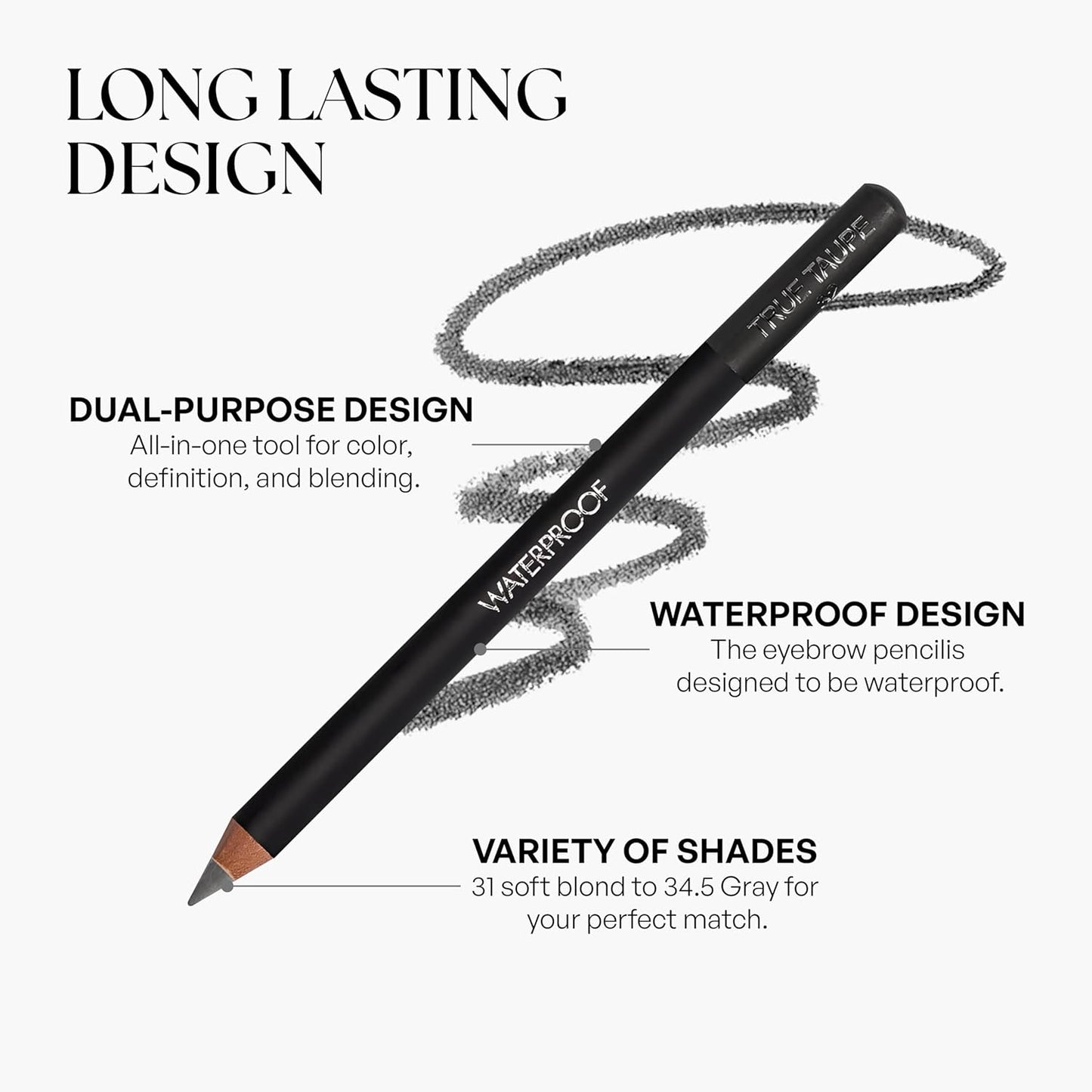 Sorme Natural Definitive Waterproof Eyebrow Pencil 0.04 oz | Smudgeproof Soft Gray Eye Brow Pencil | Dual Purpose Brow Pencil and Brush Combo | High Definition Waterproof Eyebrow Makeup