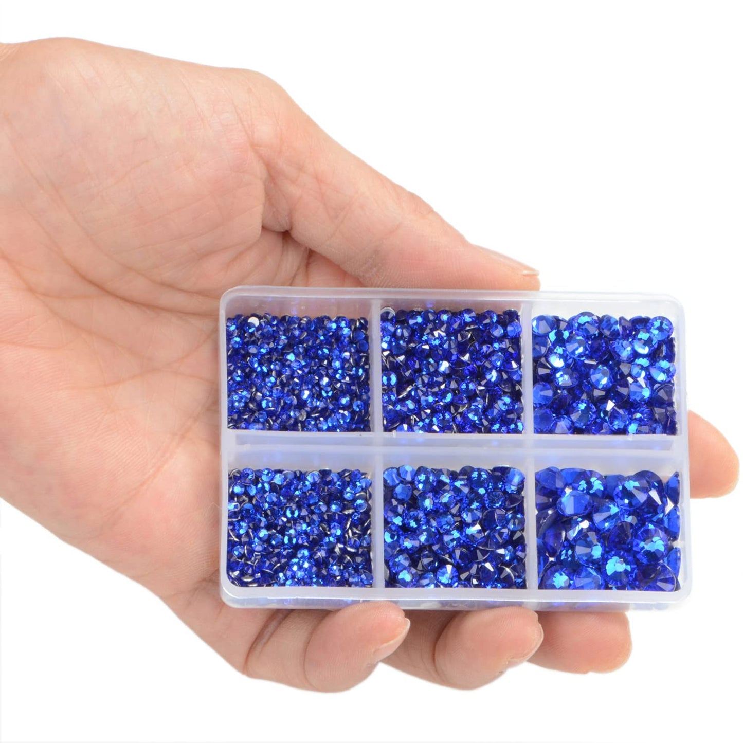 LPBeads 6000 Pieces Emerald and Sapphire Non Hotfix Rhinestones 6 Sizes Round Crystal Glass Flat Back Rhinestones with Tweezers and Picking Pen for Nail Art Crafts Clothes Bags DIY