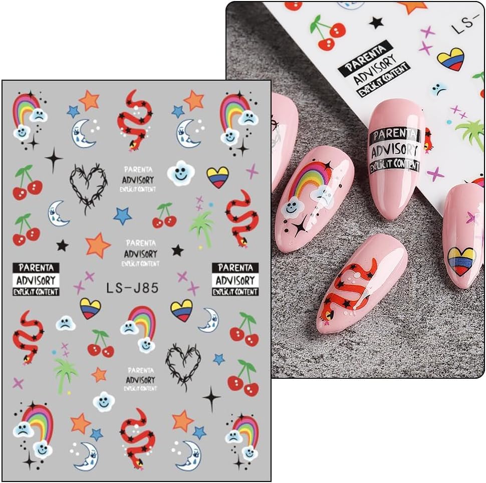 12 Sheets Halloween Nail Art Stickers Pumpkin Nail Decals Black Cat Nail Stickers Self Adhesive Bat Spider Web Snake Nail Art Supplies for Women Girls DIY Manicure Nail Art Decorations