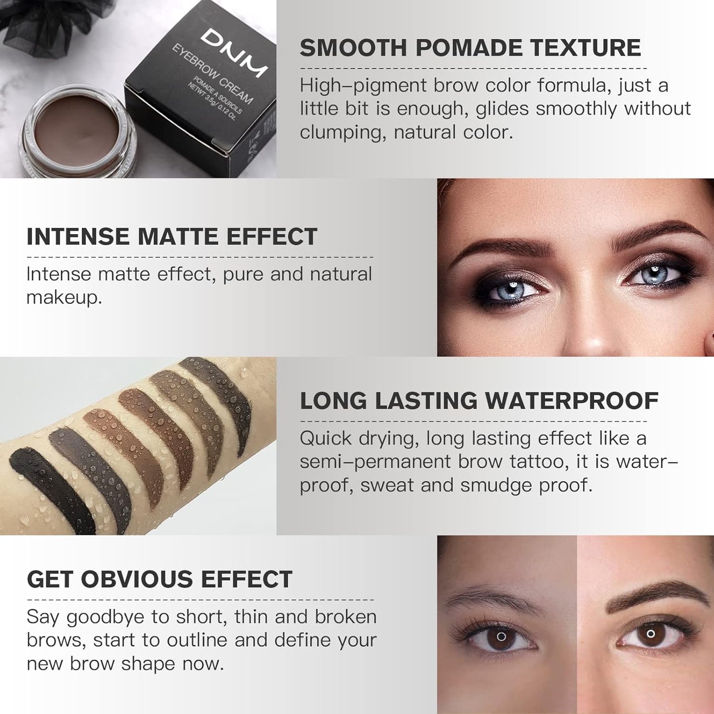 2Pcs Brow Pomade Set with Dual-ended Eyebrow Brush, High pigment Water proof Natural finish Eyebrow Makeup Set with Eyebrow Brush for Women and Girls（06#）