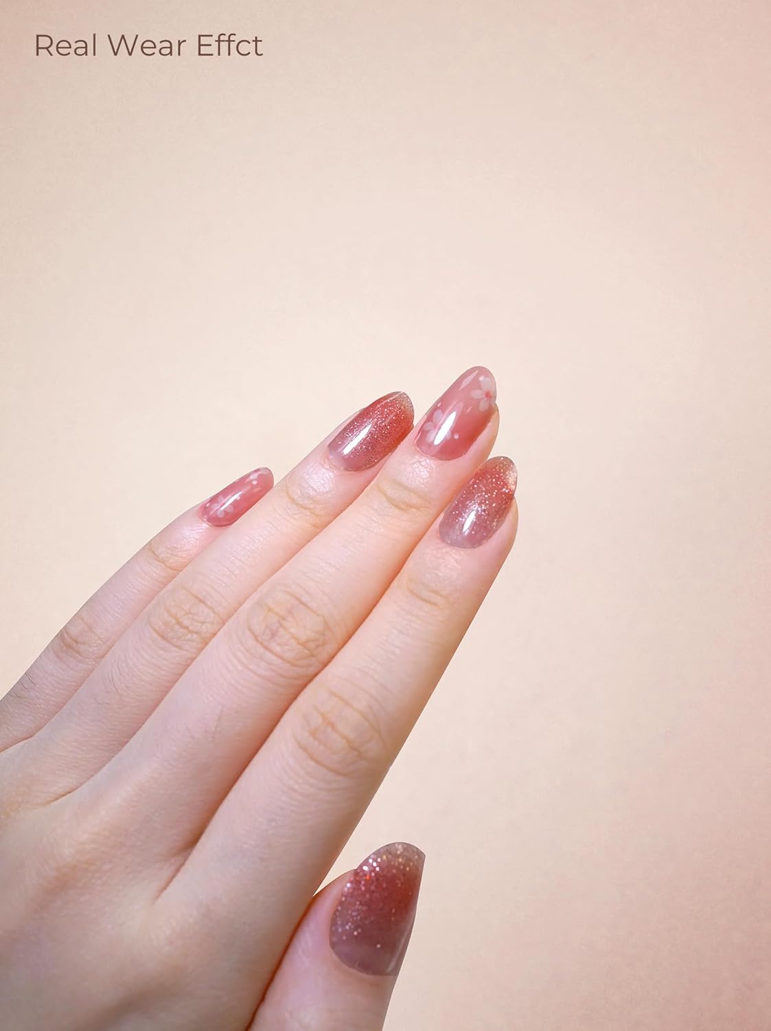 Pre Cured Gel Nail Strips - 44PCS Salon Quality Gel Nail Stickers - Long Lasting Polish Wraps for Women no UV Light Needed Easy Apply& Remove (BloomPink)