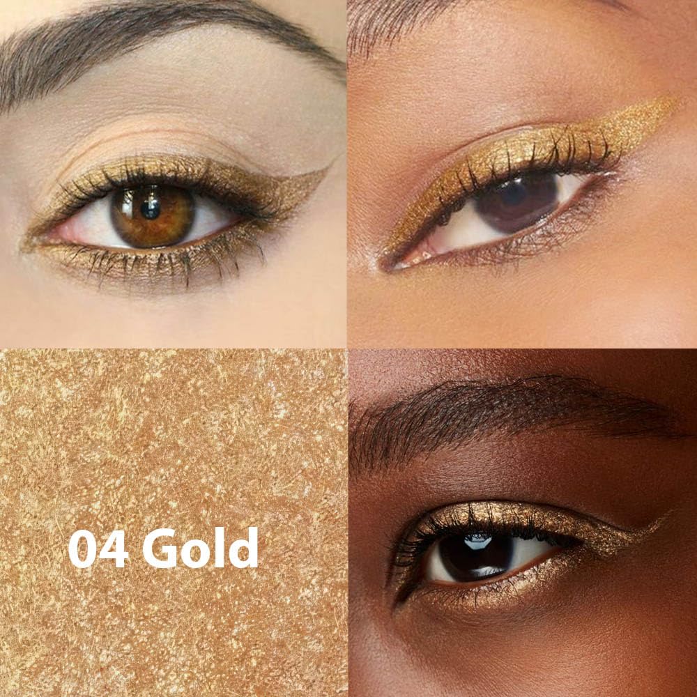 evpct 1Pcs Gold Color Gel Glitter Eyeliner Pencils Set for Women Waterline Waterproof Smudge Proof lapiz de ojos delineador de ojos contra el agua Eye Liner Makeup,04# Gold