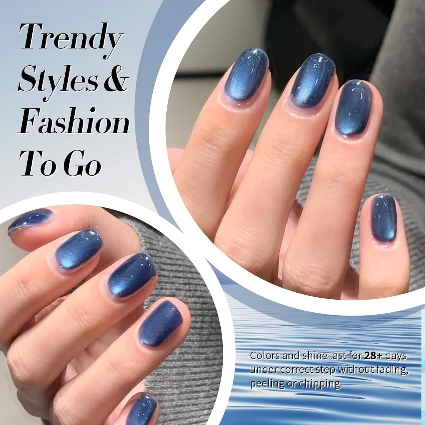 Born Pretty Cat Magnetic Eye Gel Nail Polish,Dark Blue Lover Jelly Glass Magnetic Gel Polish Glitter Soak Off Nail Art Salon Manicure Home Gift 15ml