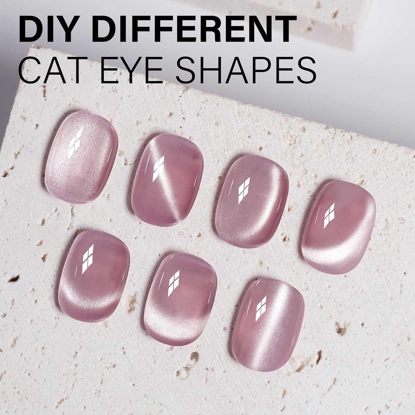 AILLSA Nude Pink Cat Eye Gel Nail Polish Shimmer Glitter Crystal Polish with Magnet, Jelly Purple Sparkle Nail Polish Reflective Translucent Color U V Gel Salon DIY at Home 0.5 OZ GF22