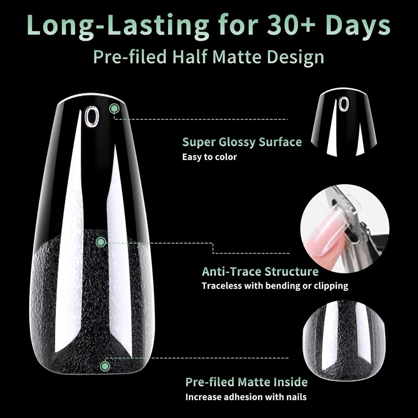 Long Coffin Nail Tips, 216pcs Acrylic Soft Ballerina Fake Nails Gel Nail Tips, Full Cover Pre-Shaped Matte Clear Press on Nails for Extension, Diy at Home Manicure 12 Sizes