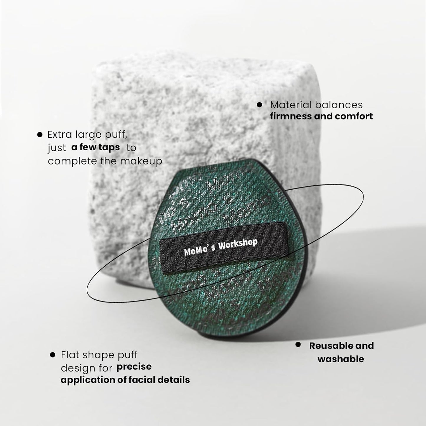 Momo's Workshop Makeup Sponge, Large Makeup Blending Puff for Liquid & Cream Foundation, Concealer Foundation Puff Quick Apply Cosmetics 1pcs Green