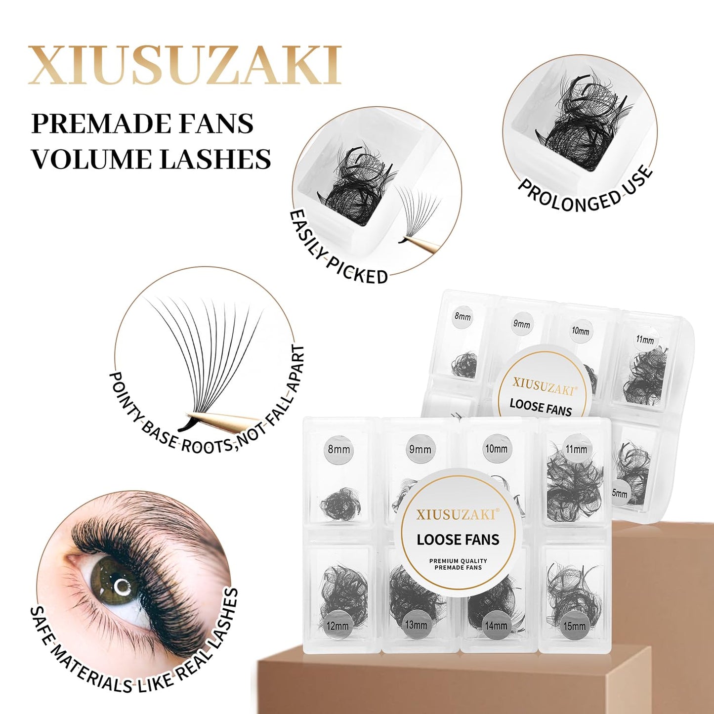 Premade Fans Eyelash Extensions 600 Fans 10D Premade Lash Fans Volume Lash Extensions 0.07 Thickness Eyelash Extension C Curl Mix 13-20mm Fluffy Soft Handmade Loose Fan(600Fans-10D-0.07-C,13-20mm)