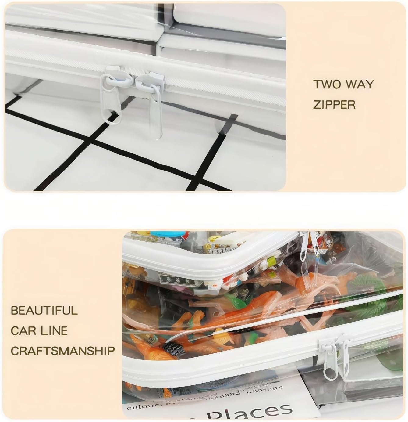 3 Pcs Zippered Transparent Cases，Clear Hard Pouch，Portable Double Zipper Hard Bag,Waterproof Clear Hard Shell Zipper Case for Cosmetic Storage, Snacks, Pencil Case (Medium*3)