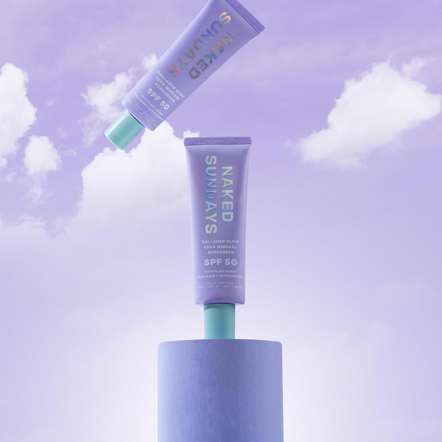 Naked Sundays SPF 50 Mineral Glow Sunscreen, Daily Hydrating Facial Moisturizer & Primer with Zinc Oxide, Sheer Tint, Broad Spectrum SPF Lotion (Jumbo 80ml)