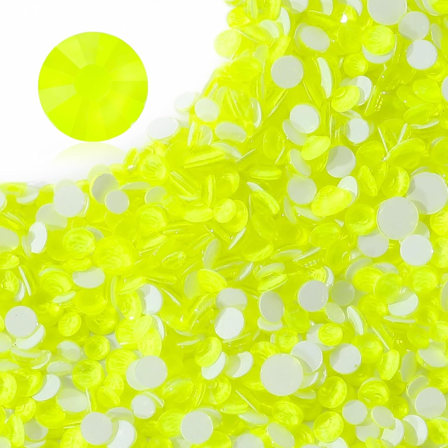 Neon Yellow Flatback Rhinestones, Glass Rhinestones for Nail Art and Craft, Glue Fix, Loose Crystal Gemstones(Neon Yellow, SS20, 1440pcs, 4.6-4.8mm)