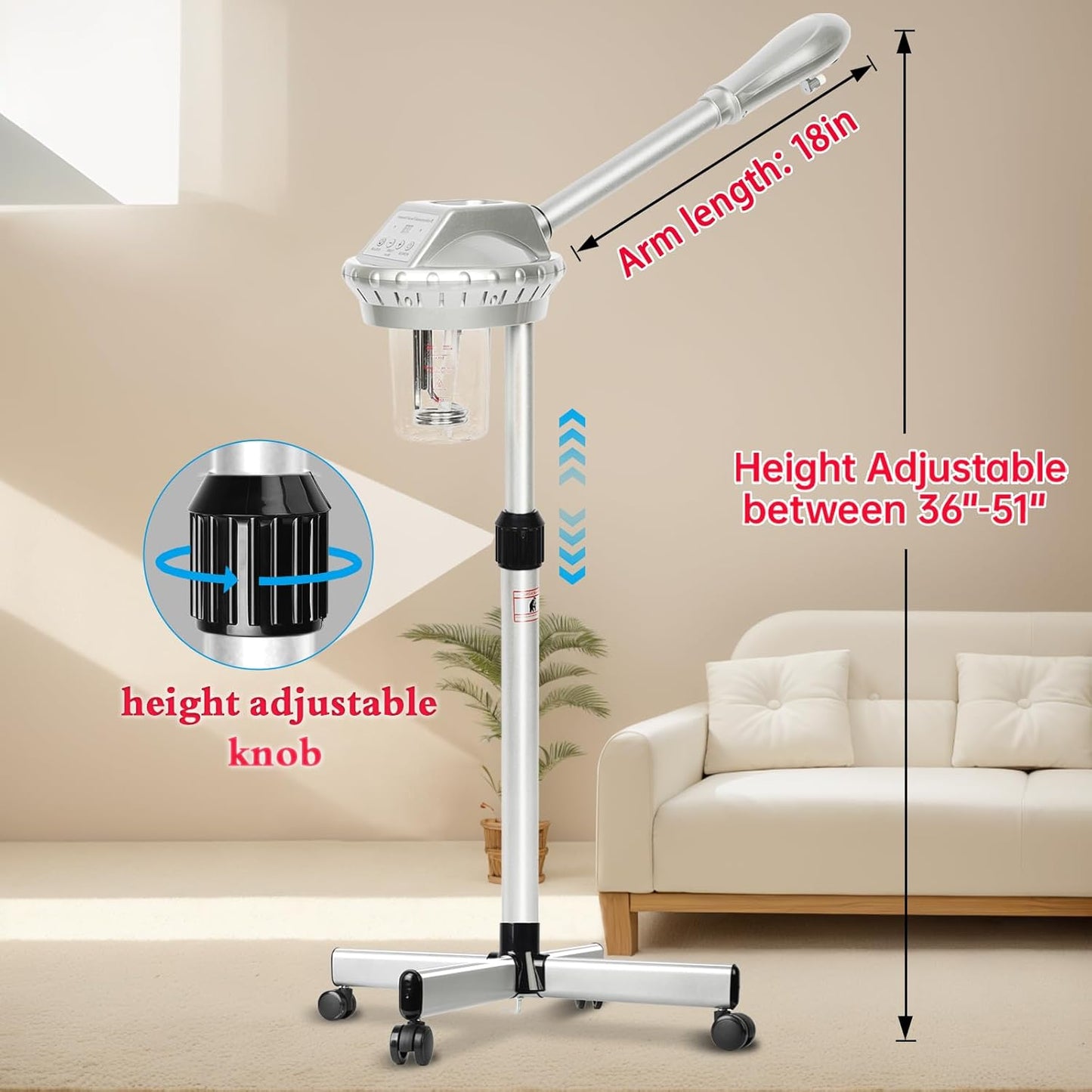 Professional Facial Steamer for Estheticians Face Steamr on Wheels with Hot Mist & Timer Function Suitable for Home Use or Beauty Spa Deep Cleansing and Hydration