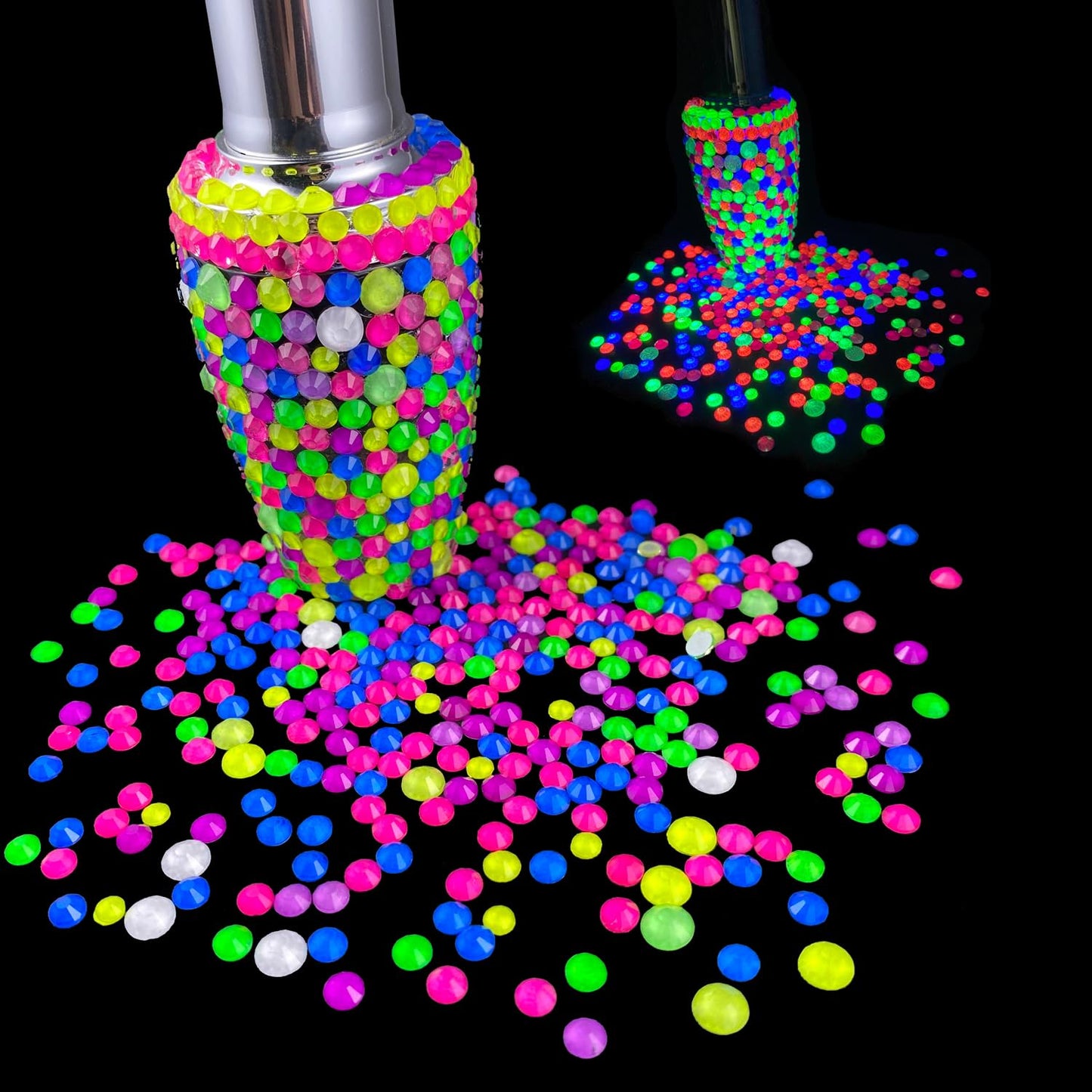 Flatback Glass Rhinestones,Bedazzler Gems 1440pcs Non Hotfix Crystal Rhinestones for Nail Charms Crafts Clothes Tumblers,Light Green Neon,SS20