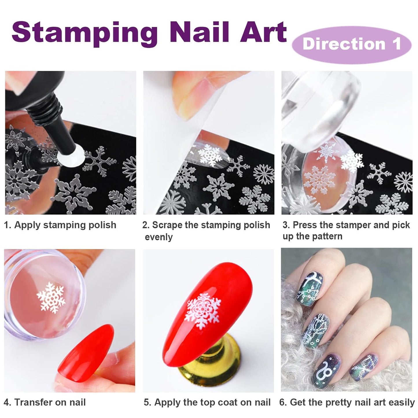 Nail Stamper Nail Art Brushes, French Tip Nail Stamp Clear Nail Art Stamper Jelly with Scraper, 7pcs Nail Pen Brushes, Soft Silicone Stamper Printer DIY French Tip Nail Stamping Manicure Tool