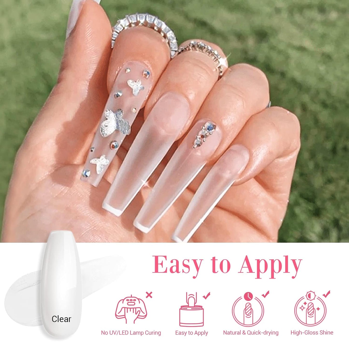 AZUREBEAUTY Nail Repair Kit Transparent Crystal for Broken Cracked Split Weak Nails, Ideal Solution Emergency Easy Quick Fix Dip Powder 28 g 1 Oz Quick-Drying Repair Glue 10 ml Nail File Nail Buffer