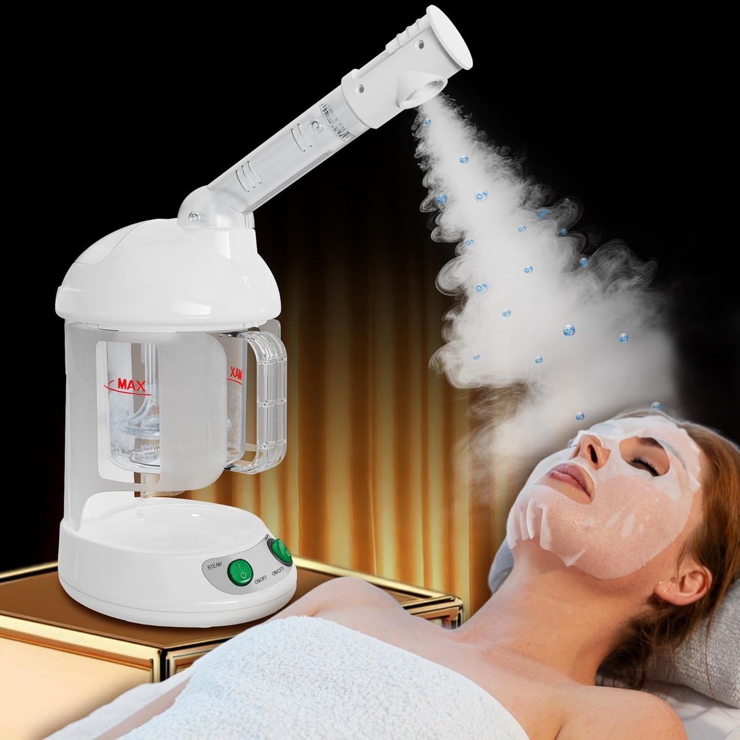 Easy to Clean Facial Steamer, Portable Nano Ionic Face Steamer for Facial Deep Cleaning, with 360° Rotating Arm, 300ML Large Capacity, with Aromatherapy Diffuser, Warm Mist
