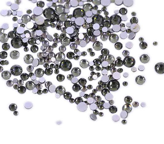 Rhinestones flat back gems round DIY decorative Nail Face and apparel accessories ss3-20 mix size(1440pcs transparent gray)
