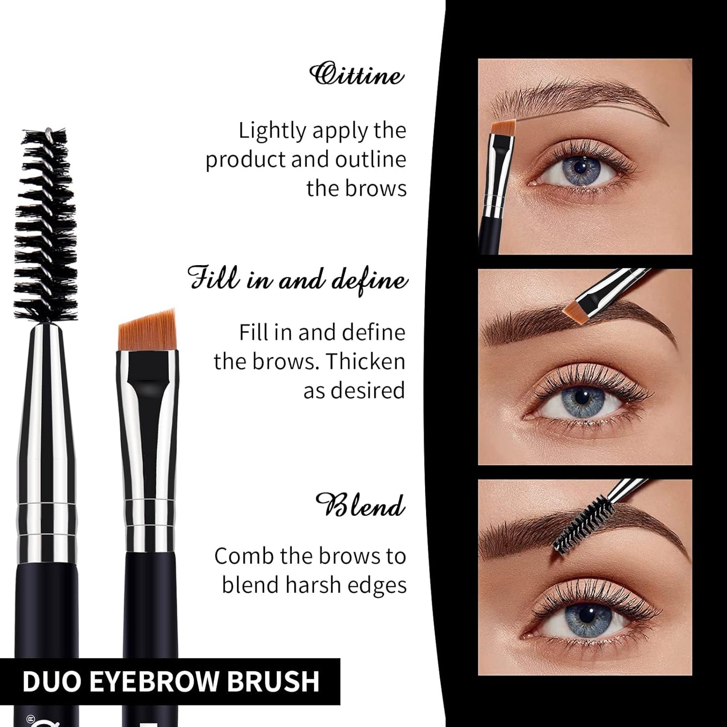 MSQ Eyebrow Brush and Comb Eyelash Brush Eyelash Separator Eye Brow Comb & Spoolie Brush Professional Mascara Brushes Eyebrow Eyelash Grooming Brush Eye Makeup Tools Set (3 PCS)