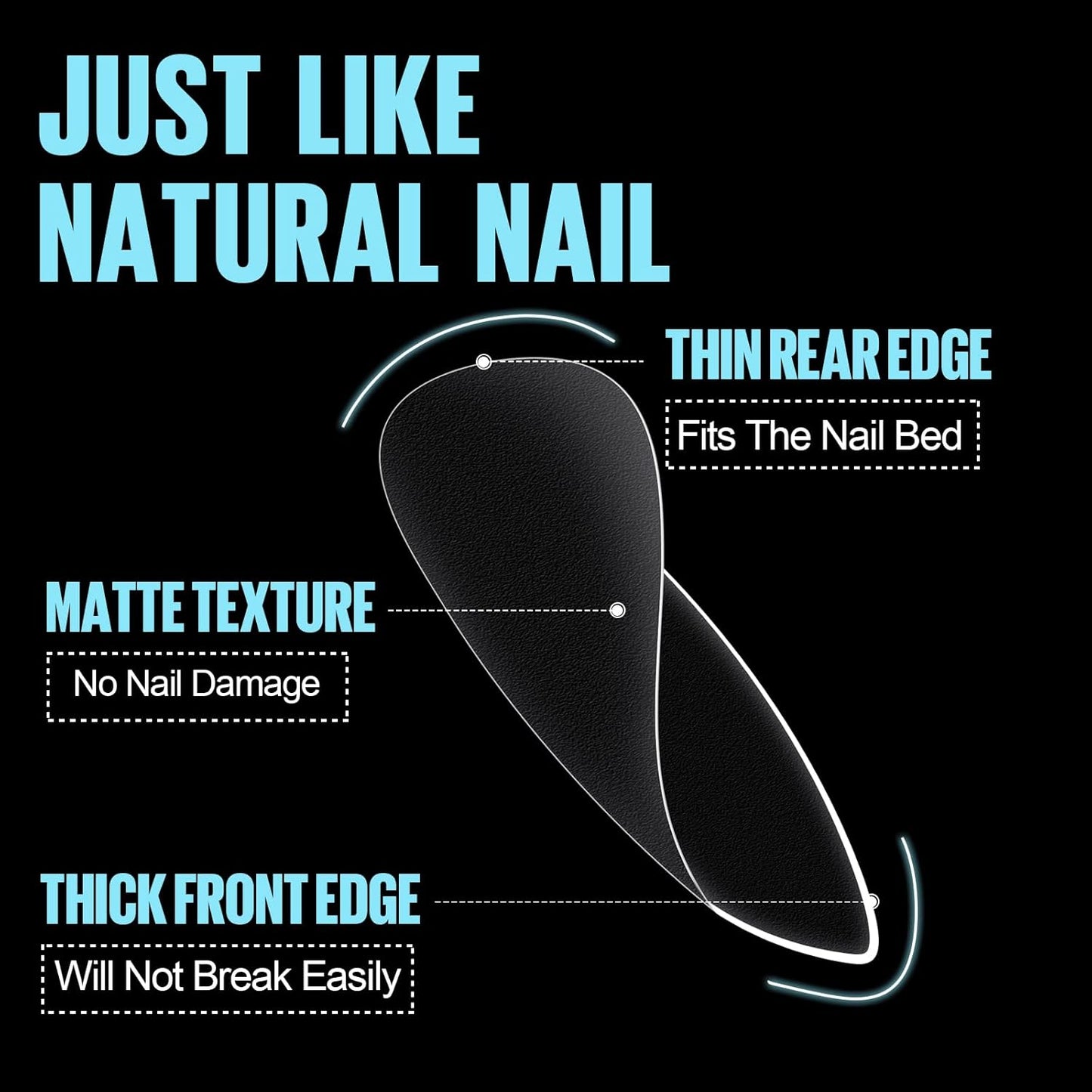 TOMICCA Medium Almond Nail Tips 15 Sizes 360pcs Full Cover Almond Fake Nails Soft Pre Shaped Gel Tips Acrylic Full Matte For Nail Extensions Home Diy Nail Salon