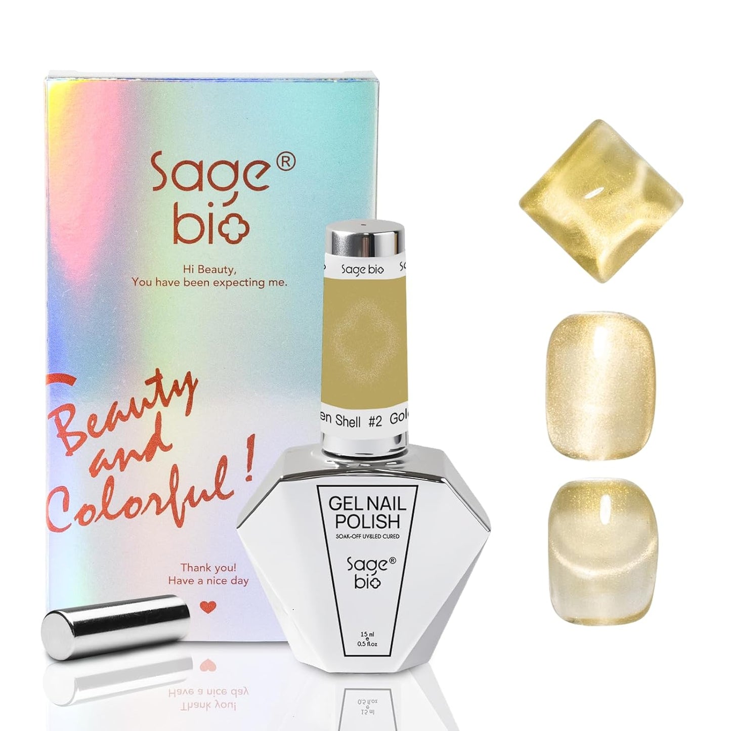 15ml Cat Eye Gel Nail Polish with Magnet Shimmer Glass Bead Effect 10