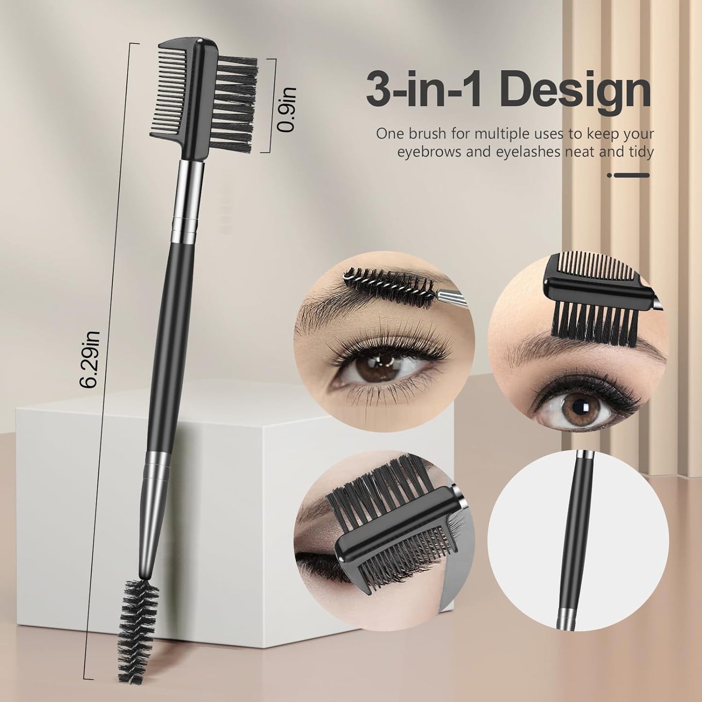 Eyelash Comb Lash Separator Tool Brow Brush & Lash Spoolie Professional Eye Makeup Tools (4 Pieces Set)