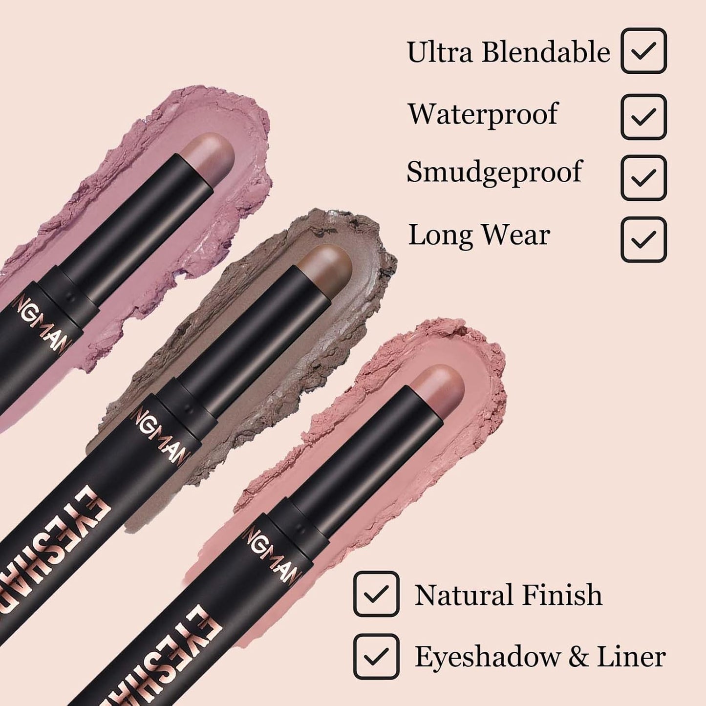 Matte Eyeshadow Stick Blendable Cream Eyeshadow Hypoallergenic Neutral Eye Shadow Stick, Waterproof Long Lasting High Pigmented Smokey eyeshadow Pencil (15# Mocha Matte)