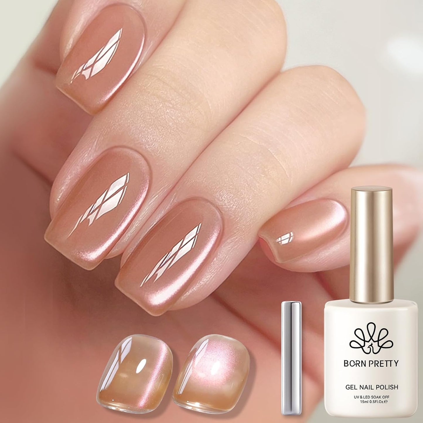 BORN PRETTY Cat Magnetic Eye Gel Nail Polish Crystal Light Vei Magnetic Gel Polish Nail Art Manicure DIY at Home 15ML