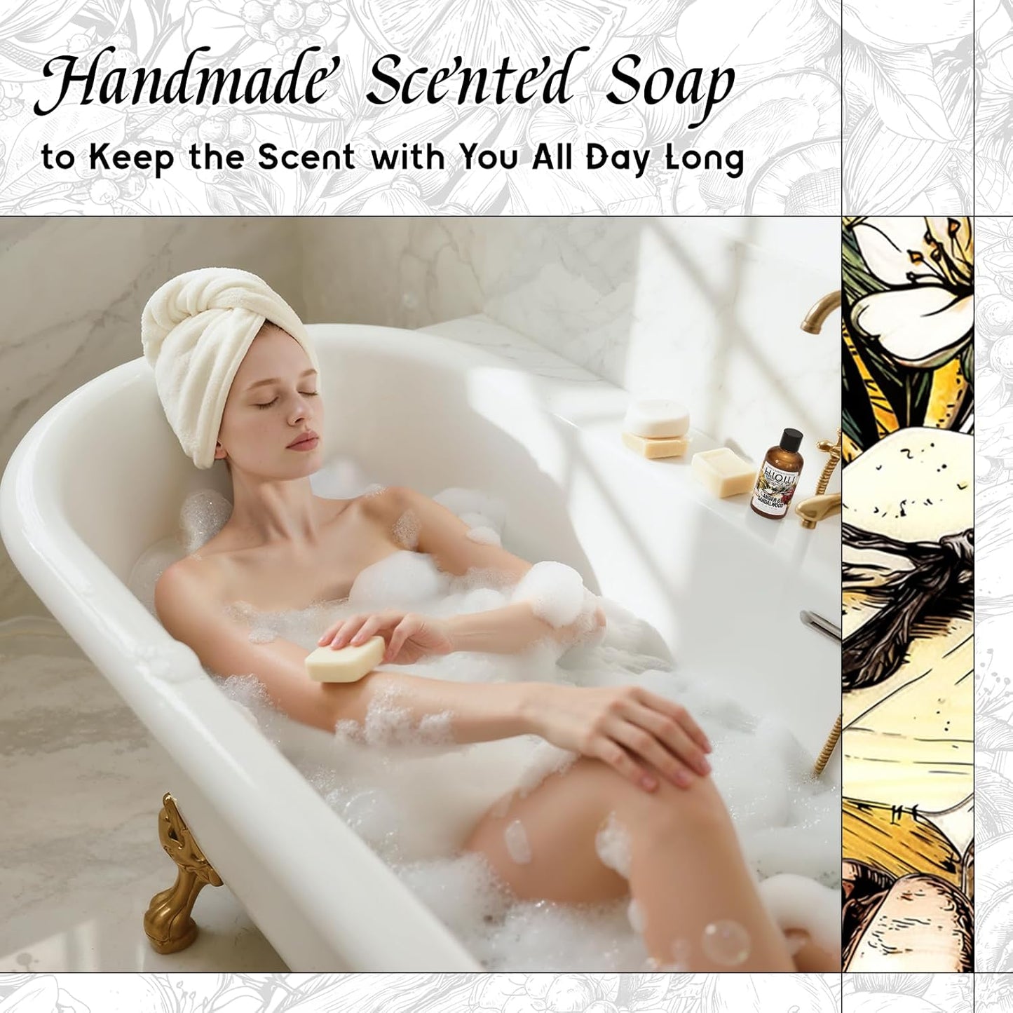 HIQILI Amber & Sandalwood Fragrance Oil for Diffuser, DIY Candle & Soap Making, Add to Body Lotion, Long-Lasting Scents - 1 Fl Oz