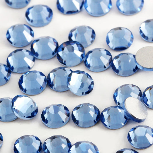 2000 PCS SS20 Flatback Rhinestones,12-Facet Diamond-Cut Glass Gems for Nail Art,Clothing,DIY Crafts,Glue-On Decoration Stones with Silver Backing,Light Sapphire