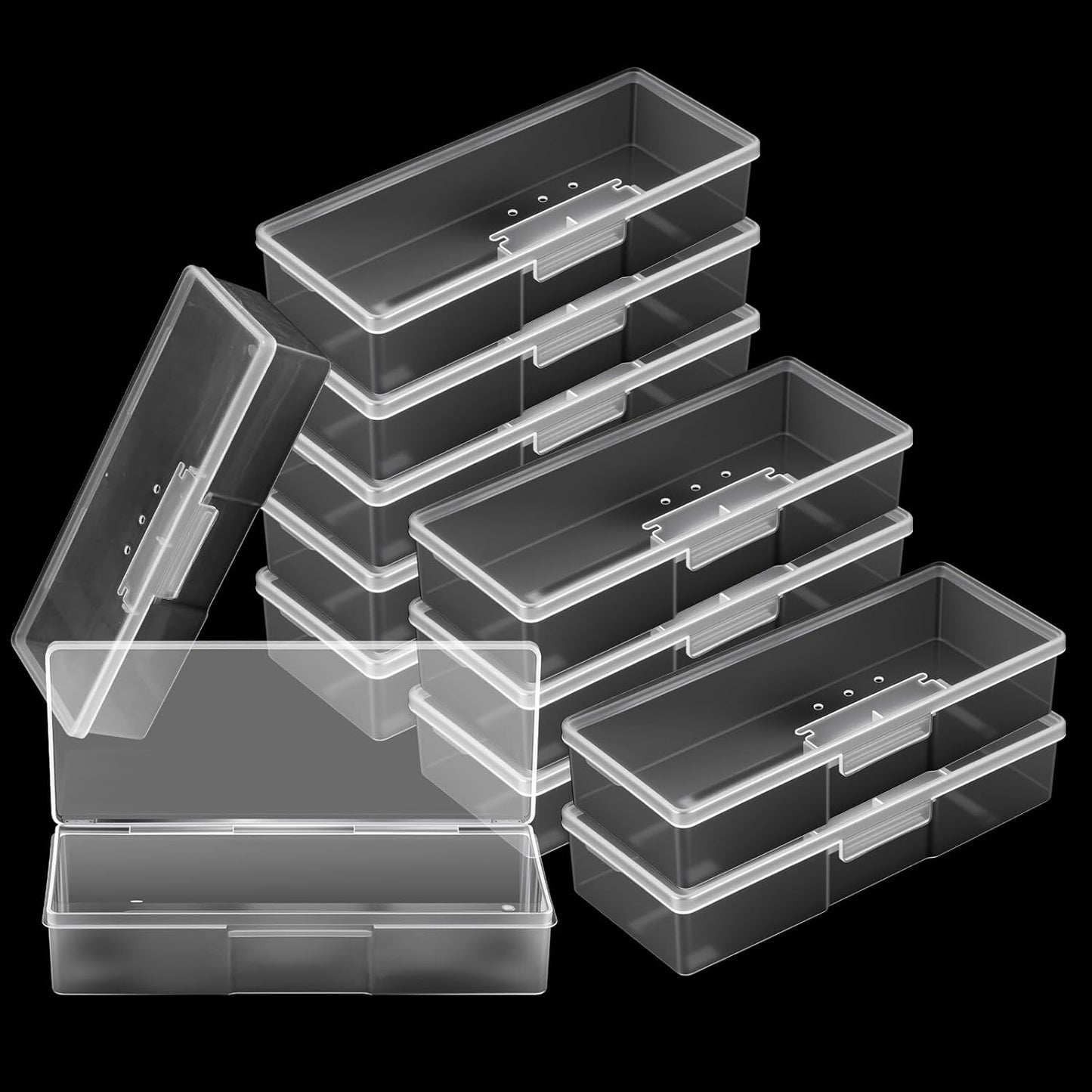 12Pcs Clear Manicure Tool Box, Personal Nail Box Storage Case for Organizing, Plastic Nail Tool Box for Manicure Pedicure Kit