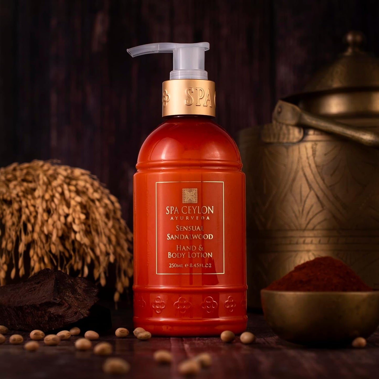 SPA CEYLON Sensual Sandalwood Hand and Body Lotion | Deep Hydrating Body Moisturizer with Coconut | Almond & Rice Bran | Cooling & Invigorating | Suitable for All Skin Types
