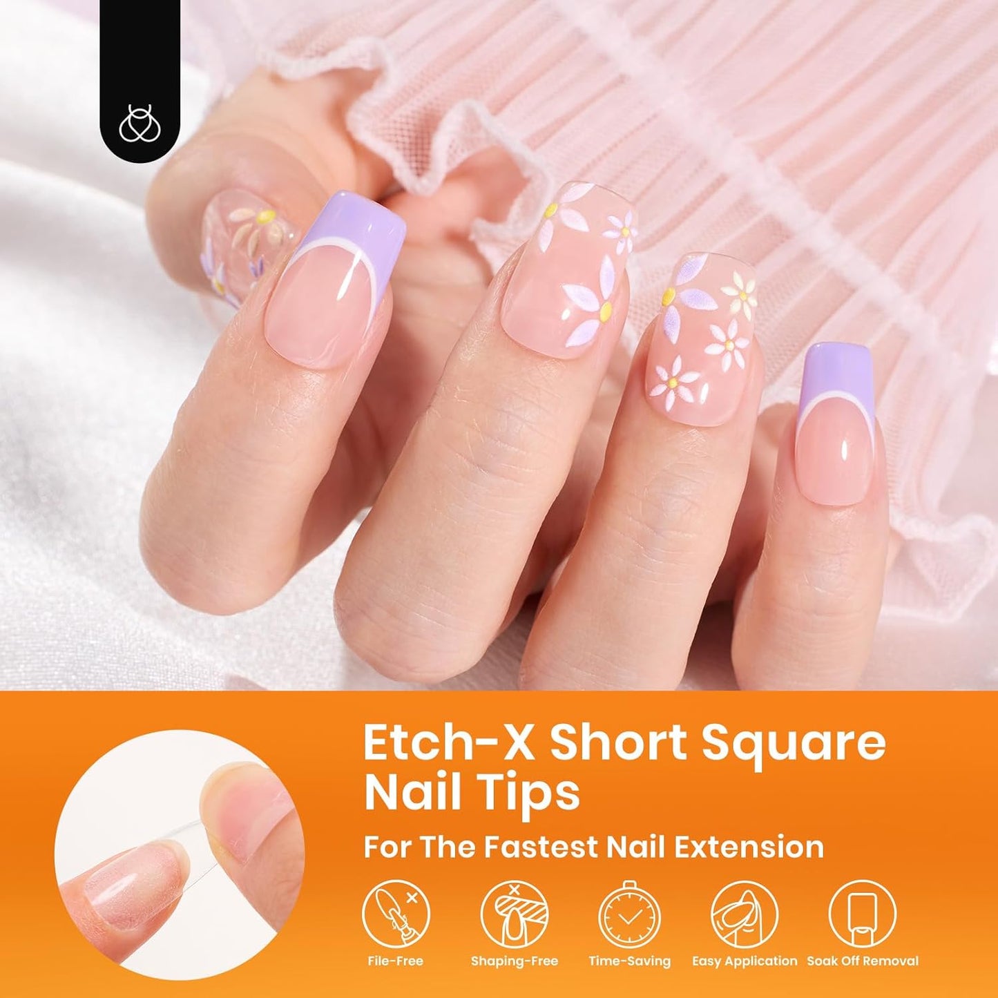 Beetles Short Square Gel Nail Tips 12 Sizes 288 PCS Half Matte Full Cover False Nails Clear Acrylic Nails Glue on Nails for Girls Women DIY Nail Extension