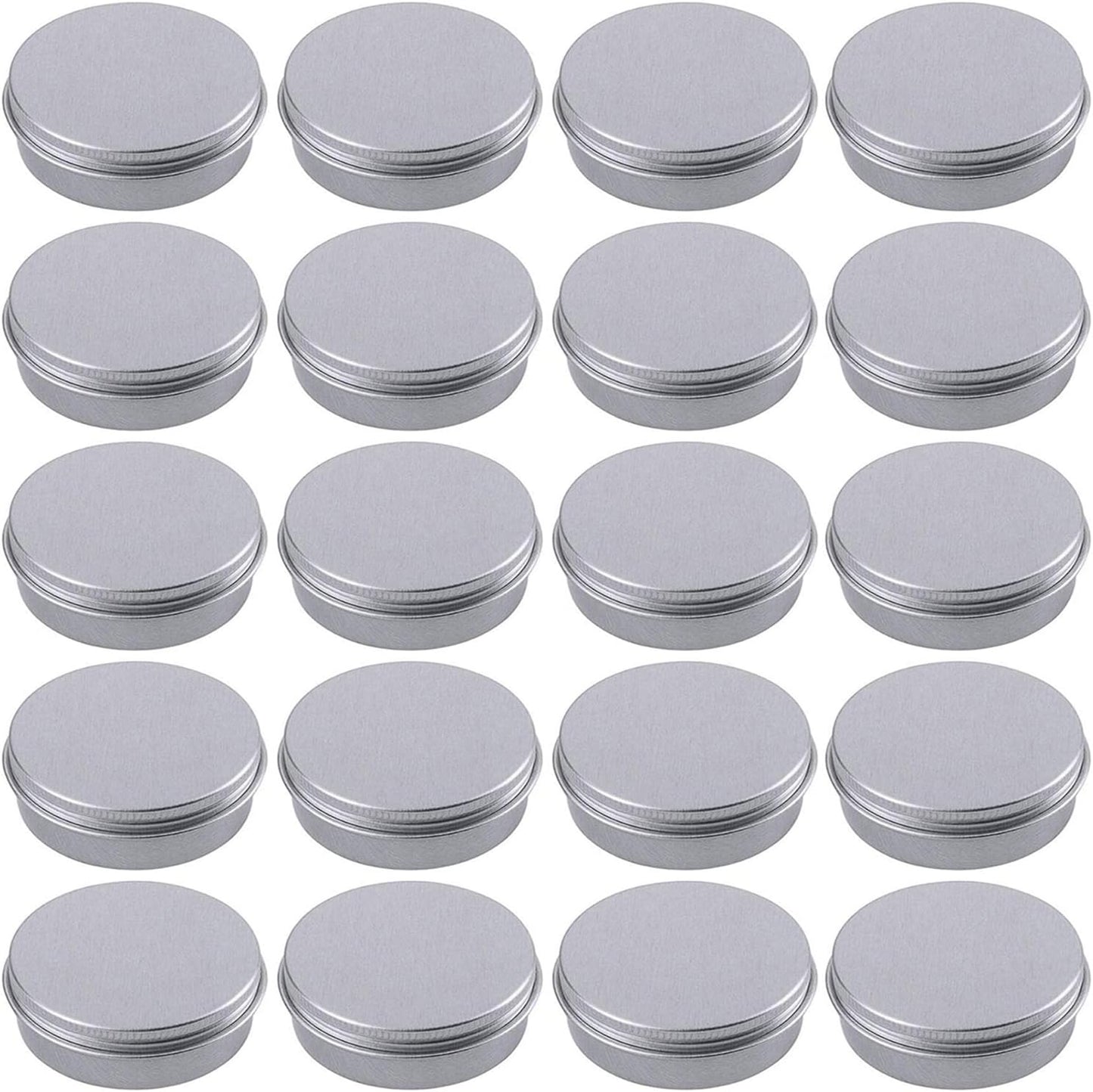 2 Ounce Aluminum Tin Jar Refillable Containers 60 ml Aluminum Screw Lid Round Tin Container Bottle for Cosmetic,Lip Balm, Cream, 24 Pack
