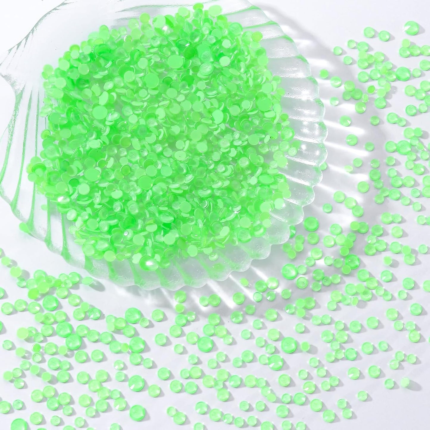 Mocha Lt.Green Flatback Rhinestones, Glass Rhinestones for Nail Art and Craft, Glue Fix, Loose Crystal Gemstones(Mocha Lt.Green, SS8, 1440pcs, 2.3-2.5mm)