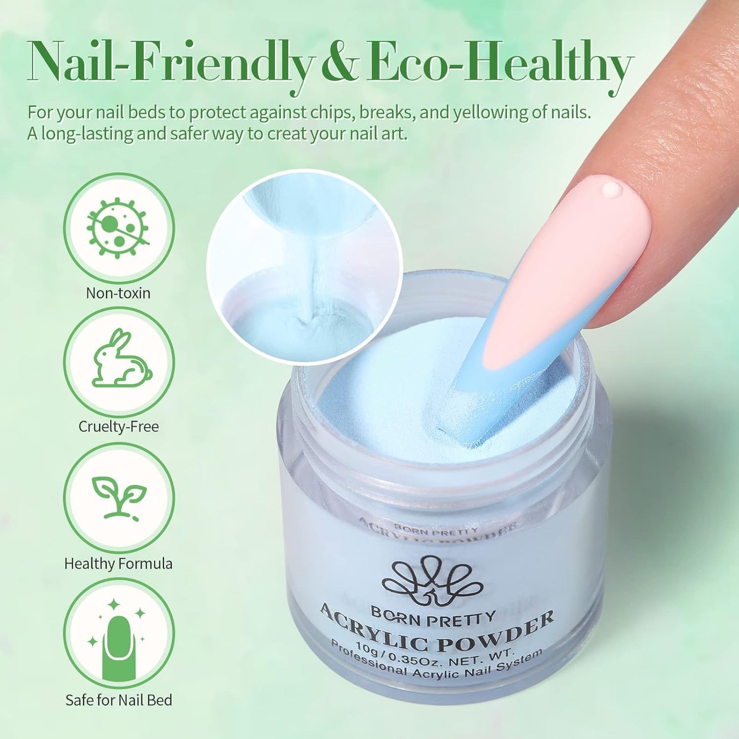 BORN PRETTY Acrylic Powder Set 36 Colors Acrylic Nail Powder Nude Pink Blue Yellow Purple Red Glitter Professional Polymer 3D Acrylic Nail Art Kit for French Nail Extension All Seasons Nail Carving