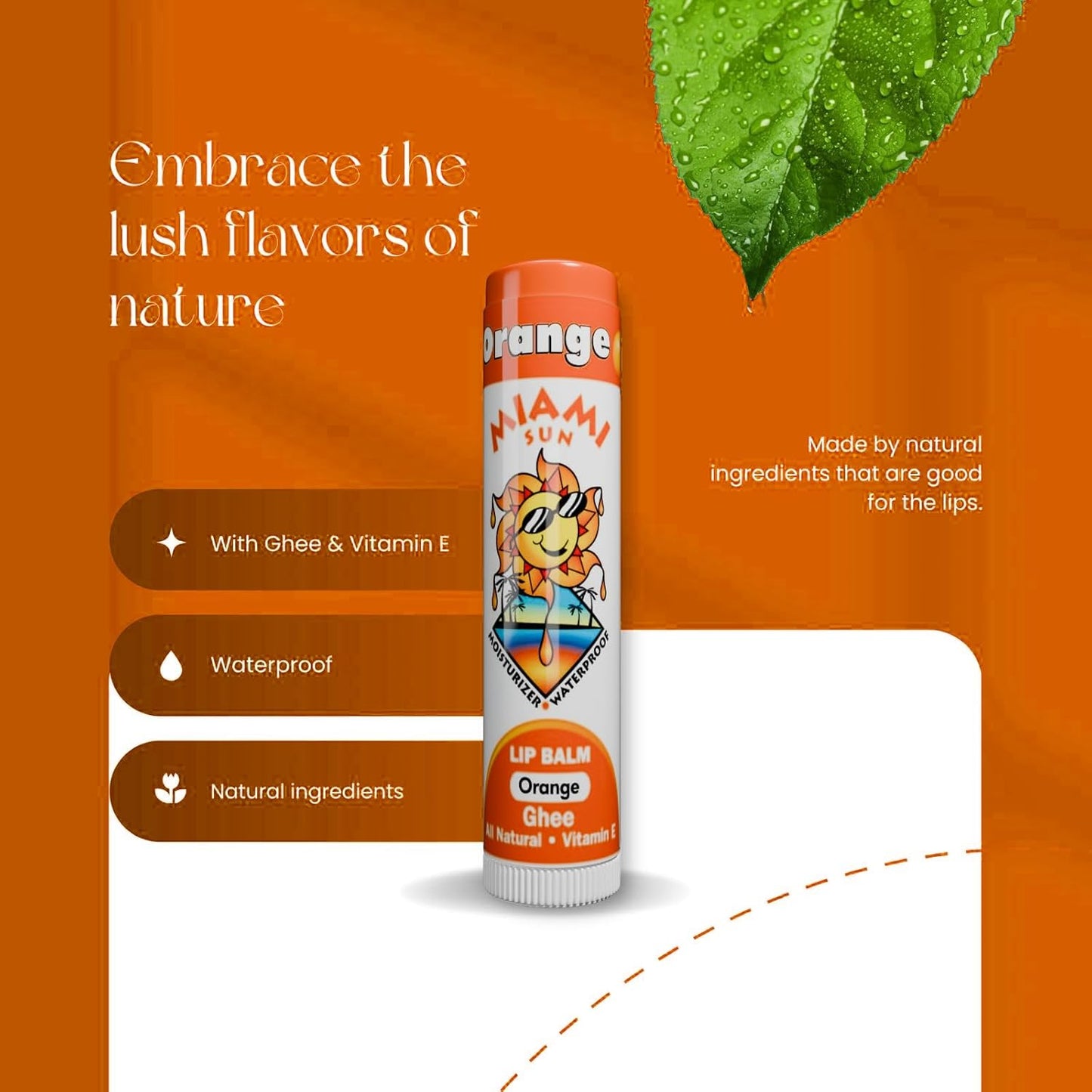 Miami Sun Natural Ghee Lip Balm, Hydrating Lip Treatment with Shea Butter & Beeswax, Organic & Non-Toxic, Best for Dry, Chapped Lips - Moisturizing, Healing, Chemical-Free Lip Care (20 Count, Variety)