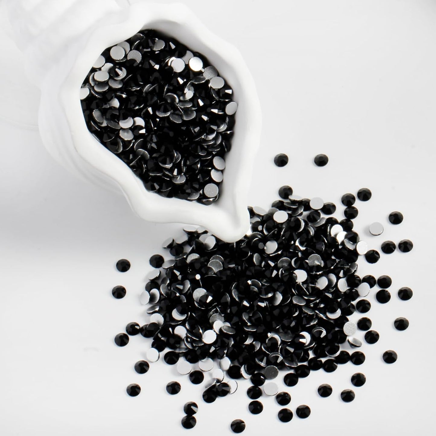 2000PCS SS16 Flatback Rhinestones | 12-Facet Diamond-Cut Glass Gems for Nail Art, Clothing, DIY Crafts |Glue-On Decoration Stones with Silver Backing(Jet Black)